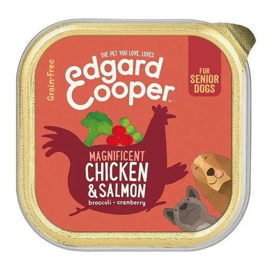 🐶 Edgard & Cooper Senior – Pollo & Salmón | Pack 11×150 g | Comida húmeda natural para perros mayores